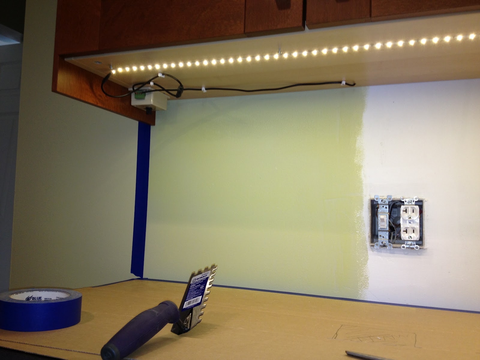 Our IKEA Kitchen Under lighting, and tile backsplash